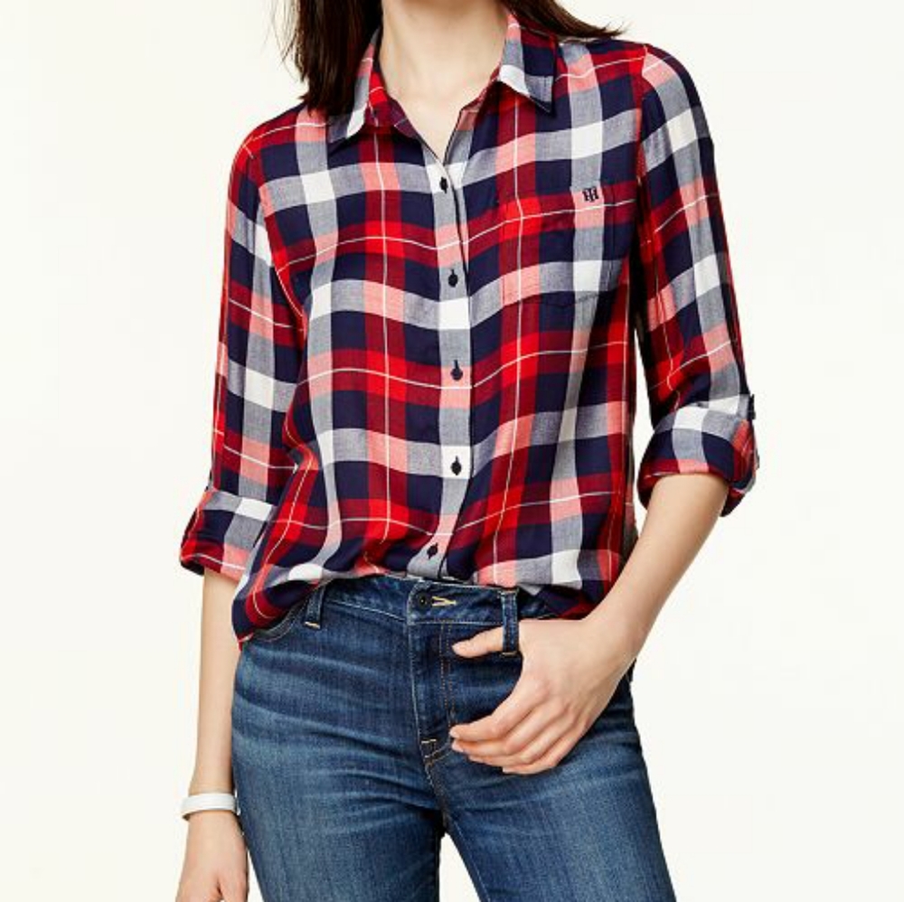 Tommy Hilfiger Plaid Button Up Shirt Like …